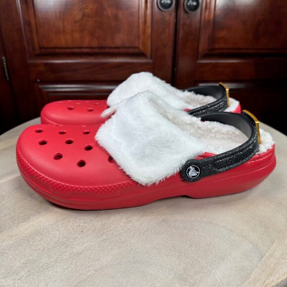 Crocs Classic Lined Santa Christmas Clogs Men’s Size 11 Red White Holiday NEW - Picture 4 of 15